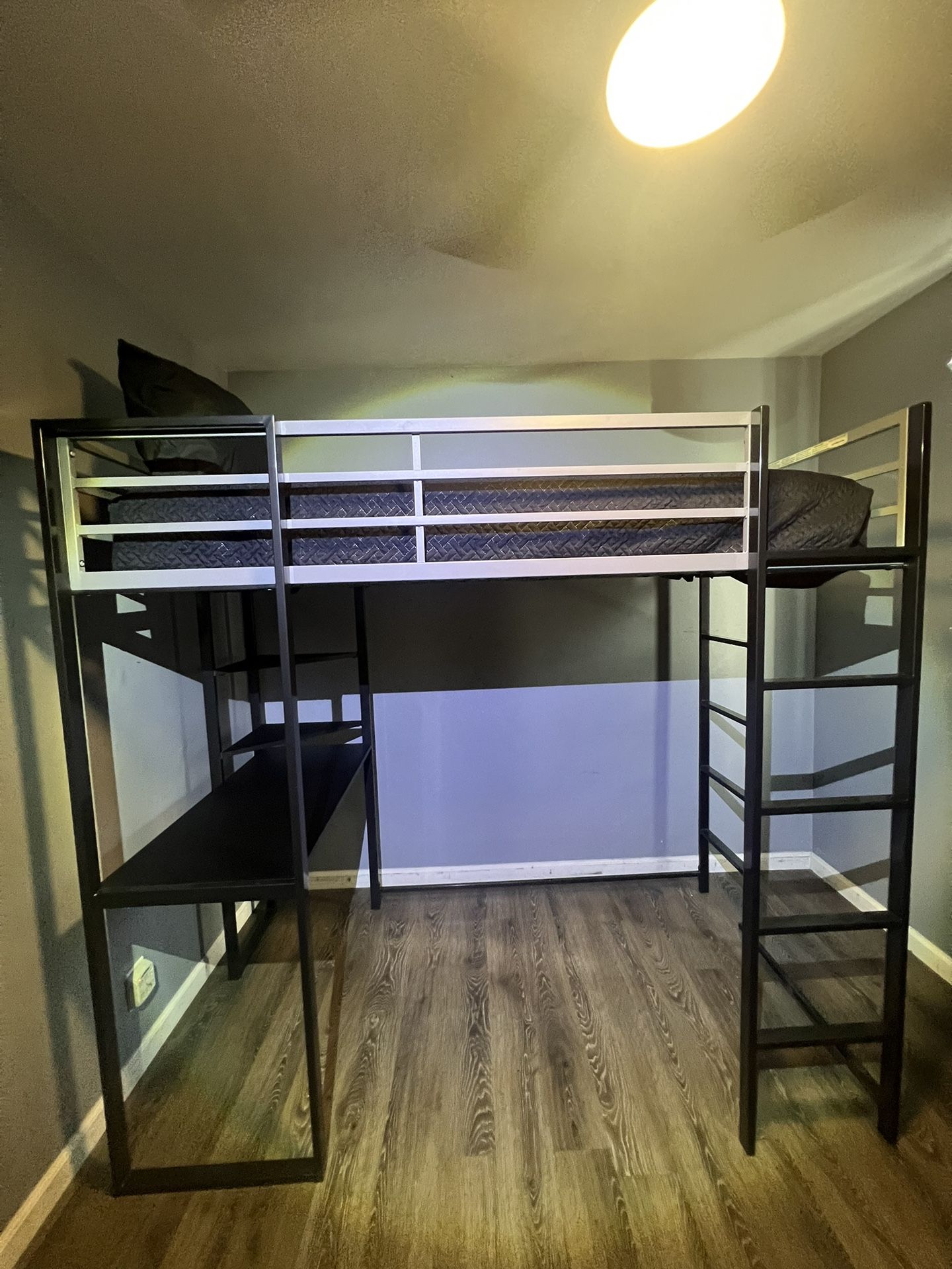 Twin Metal Loft Bed With Desk