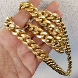 Huge big real 10k gold 12mm miami cuban 26 inches long chain