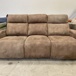 Reclining Brown Suede Sofa