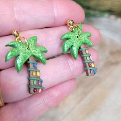 Handmade Christmas Palm Tree & Elf Hat Earrings