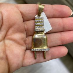 10k Yellow Gold Charm Plug With Diamonds 
