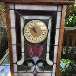 Handmade Stain glass Clock And Mirror In The Back. Make An Offer 