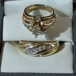 1.5 CT. T.W. Woman's Diamond Wedding Ring Size 6.5 &  Men's Diamond Wedding Ring Size 10.5
