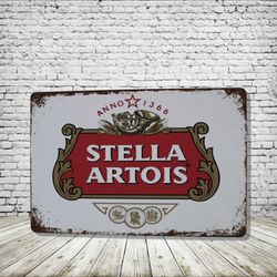 Stella Artois Vintage Style Antique Collectible Tin Metal Sign Wall Decor