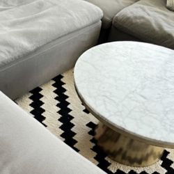 WEST ELM Marble Topped Pedestal Coffee Table (30.5")