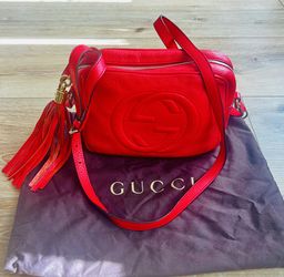 GUCCI Soho Disco Crossbody Bag Leather Small Red