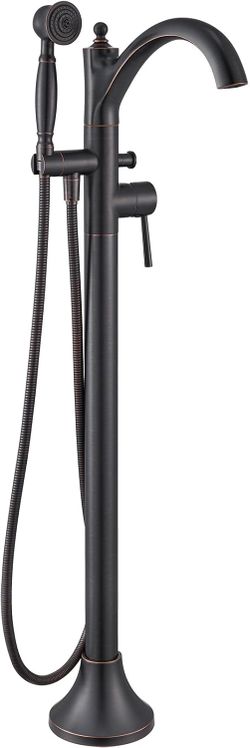 Freestanding Bathtub Faucet, Classic Free Standing Tub Faucet with Retro Handheld Sprayer High Flow Max 7.04GPM Floor Mounted Tub Fillers Swivel Spout