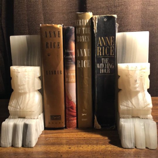 Vintage Aztec White Onyx Bookends