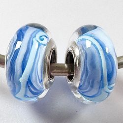 2 Charms For Pandora Bracelet Blue Sky Murano Charms 925 Sterling Silver Cores