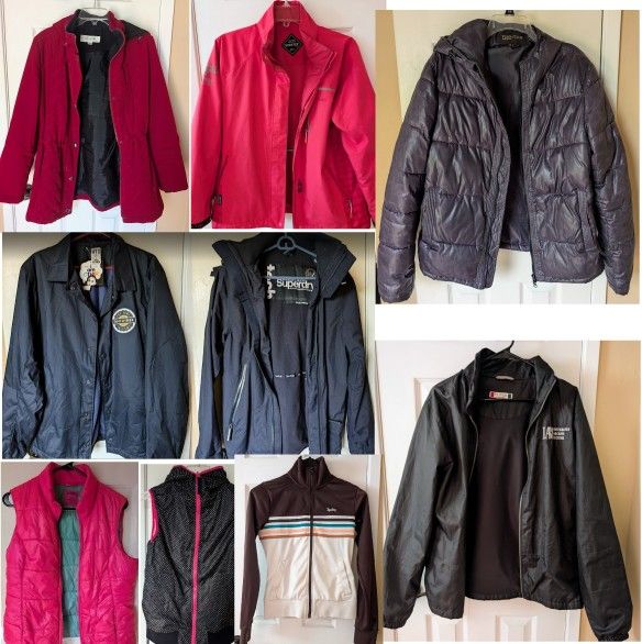 women's coats, windbreaker rain winter jackets, puffer vest jacket Small Medium XL $7 - $20 ea