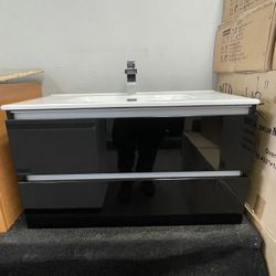 New 36” Floating Bathroom Vanity - Glossy Black 