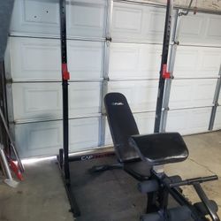 Olympic Squat Rack With Pull up Bar & Adjustable Bench with Leg Developer, Preacher Pad & curl bar..