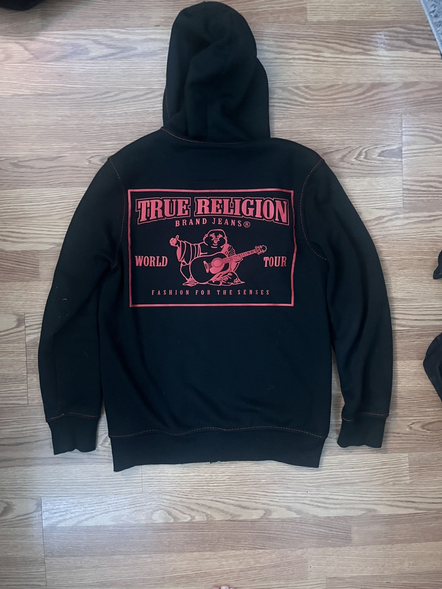 Black and Red True Religion Zip up Hoodie
