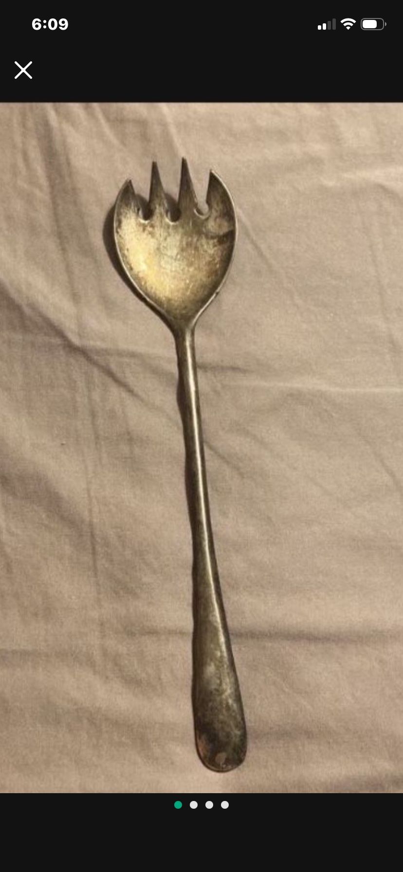 Italian Silver Plated Serving Serving Spoon/ Spork 9"