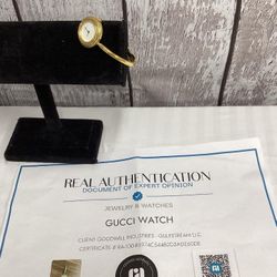 C.O.A Gucci 11/12.2 Women's Gold Plated Bezel White Dial Watch