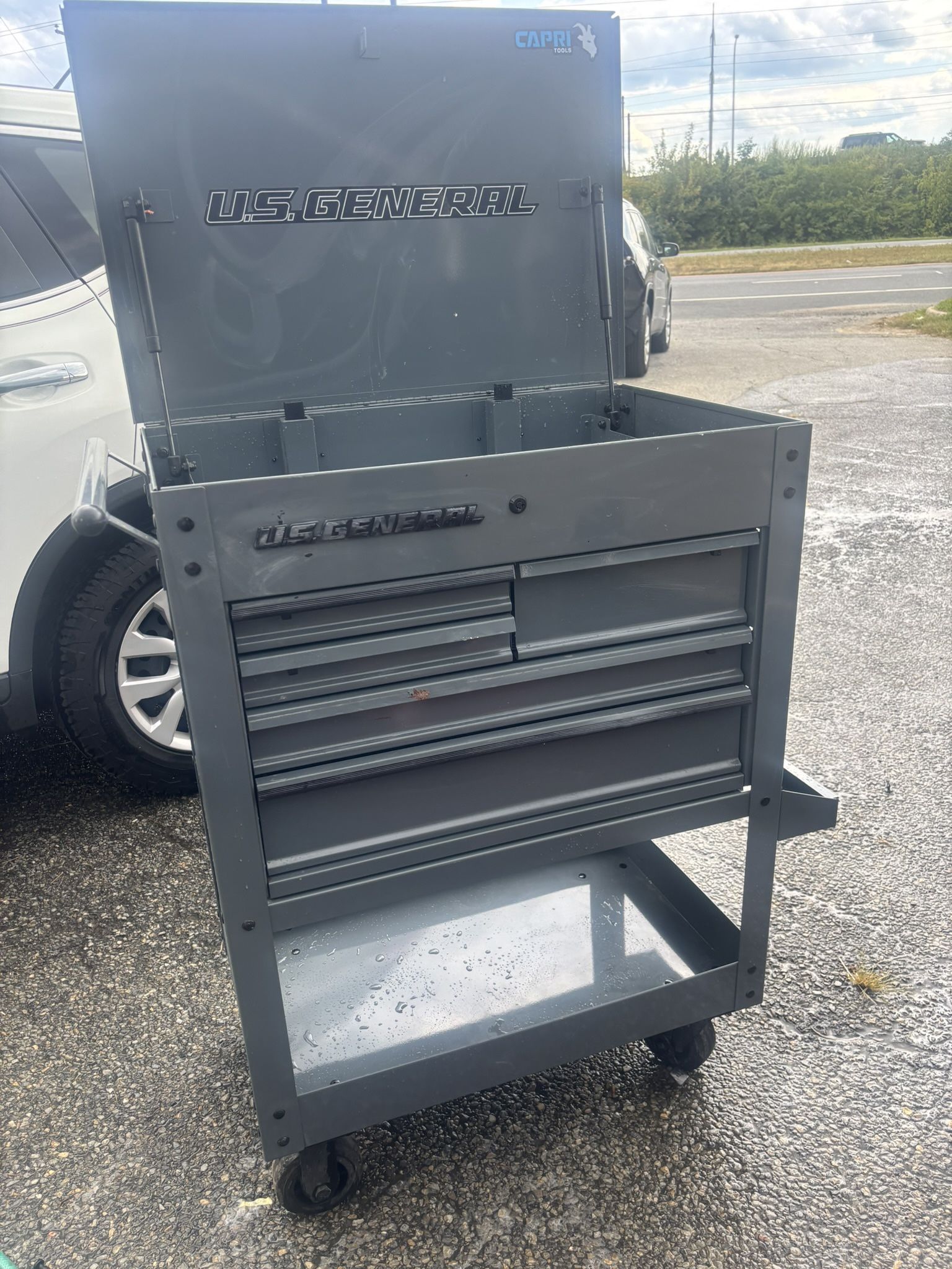 U.S. GENERAL 30 in., 5-Drawer Mechanics Cart, Slate Gray