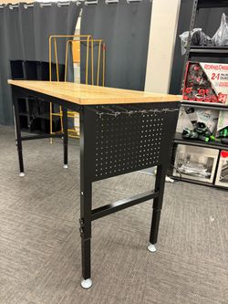 Adjustable Height Workbench Table with Power Outlets & USB – Heavy Duty