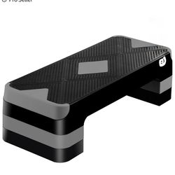 26.5" Aerobic Step Platform Adjustable Exercise Workout Stepper w/4 Risers, Gray