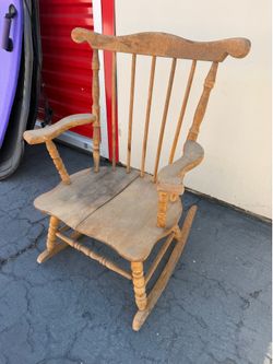 Antique Solid Wood Child’s Rocking Chair – Primitive Farmhouse Decor
