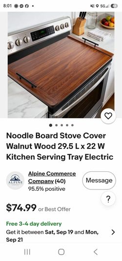 Black Wood Noodle Board Stove Cover 29.5x22