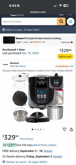 Nuwave Duet Electric Pressure Cooker & Air Fryer Combo
