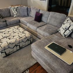 Sectional Couch, Big Chair, and Ottoman