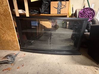 Black TV Stand / Entertainment Center with Glass Doors