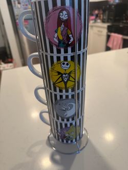 Nightmare Before Christmas Stacking Mug Set with Rack
