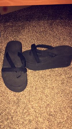 Black wedge sandals