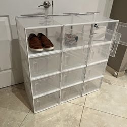 New In Box 12 XL 14Lx11Dx8.5H Inch Large Shoe Storage Protector Stackable Organizer Box Can Fit Up To US Men 14 