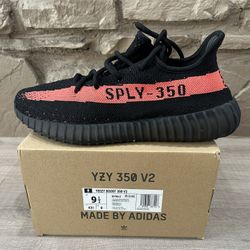 New Adidas Yeezy Boost 350 V2 Core Black Red Size 9.5 Men
