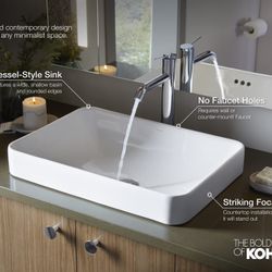 Kohler 5373-96 Vox Rectangle Vessel Bathroom Sink - Biscuit