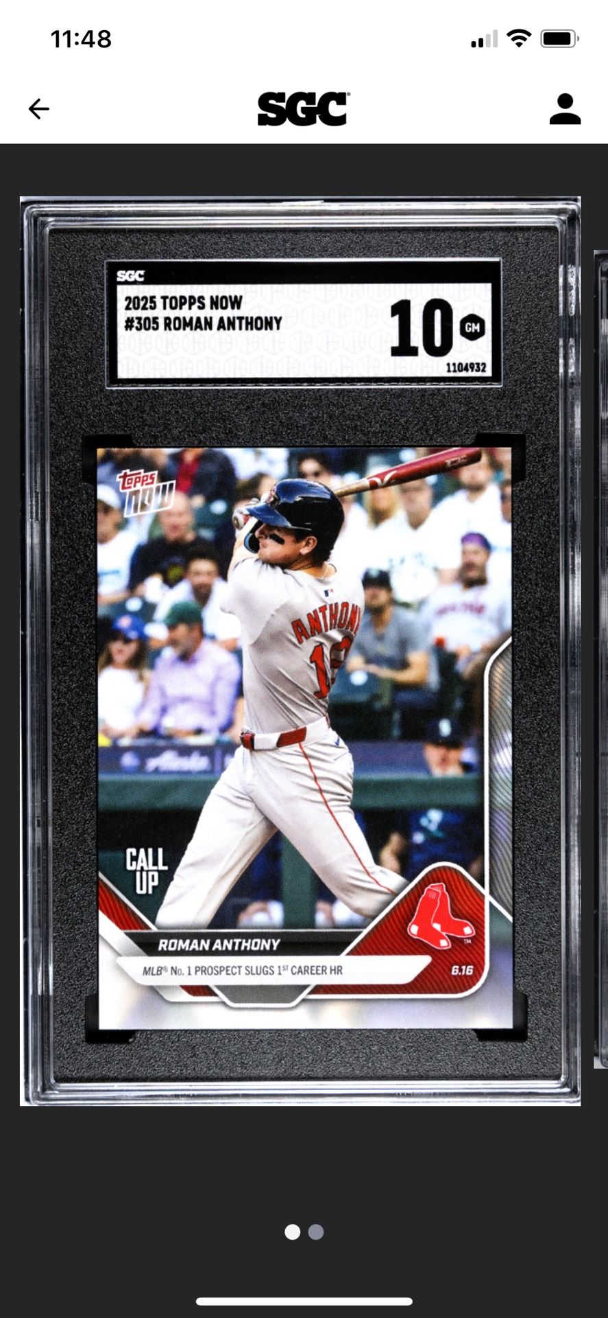 2025 Topps Now #305 Roman Anthony  Rookie Card MLB HR Red Sox MINT Graded 10