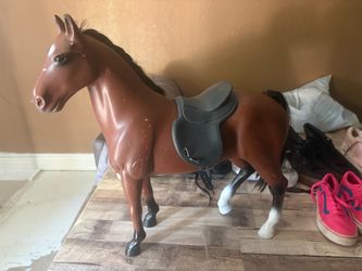 Large Toy Horse Figure with Saddle