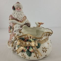 Snowy Woods Fitz and Floyd Classics Candy Dish Santa Claus Father XMAS Box Vt