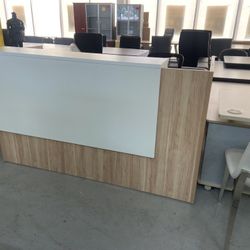 Modern Reception Desk Honeymaple White 72”