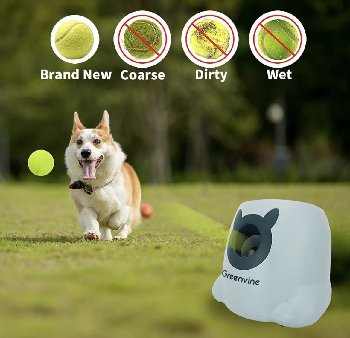 Greenvine Automatic Dog Ball Launcher Interactive Ball Thrower Fetch it Machine 6 Balls Included