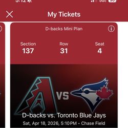 2 AZ Diamondbacks Tickets