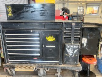 Large Black Rolling Tool Cabinet with Vise