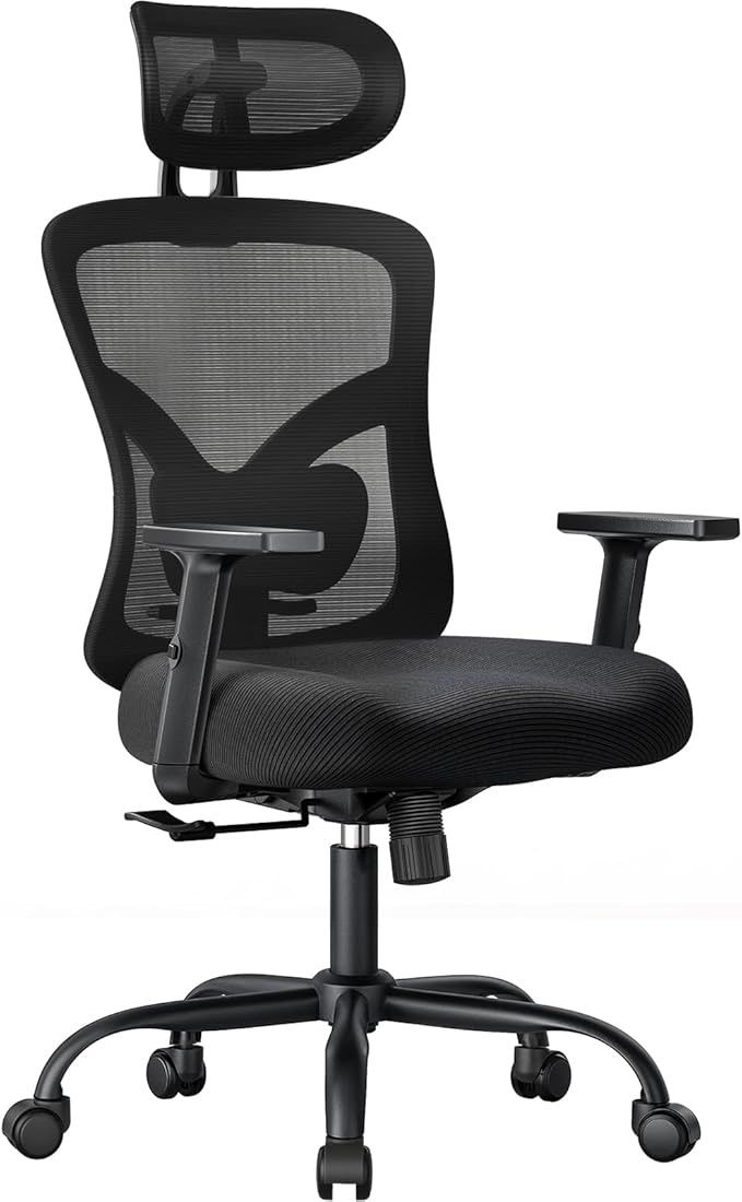 NOBLEWELL Ergonomic Office Chair with Padded Lumbar Support, Adjustable Armrests, 130° Rocking Tilt