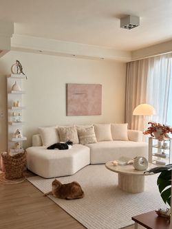 Cream Boucle Sectional Sofa