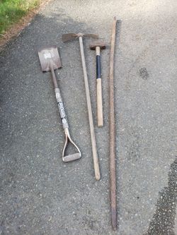 Ridgid Showel. Mattock, Sledge Hammer, Crow Bar