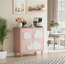 Brand New Kitchen Nursery Storage Cabinet Pink Buffet Cabinet Sealed In Box