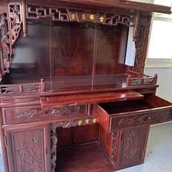Rosewood Lotus Chinese Alter Cabinet