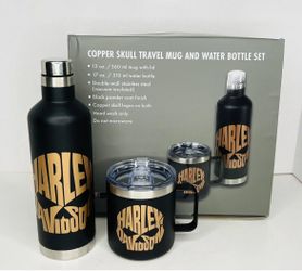 Copper Skull Travel Mug And Water Bottle Set.