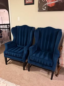 (It’s Available) Four Hands Navy Velvet Wingback Chairs – Set of 2 | Designer Accent Chairs