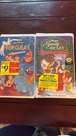 Collectible Hercules and beauty and the beast, the enchanted Christmas VHS, sealed and unused