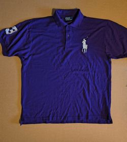 Purple Short Sleeve Shirt with White Horse
