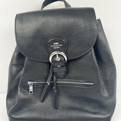 Coach Backpack Kleo Drawstring Bag Pebble Leather Black