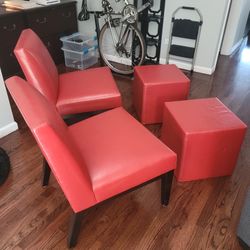 2 Side Chairs And  Ottomans